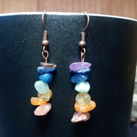 Chakra Balancing Gemstone Earrings - Picture 1 of 3